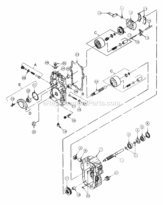 Hydrostatic Pump Diagram and Parts List for 2176 13A-274G100 Cub Cadet Lawn Tractor